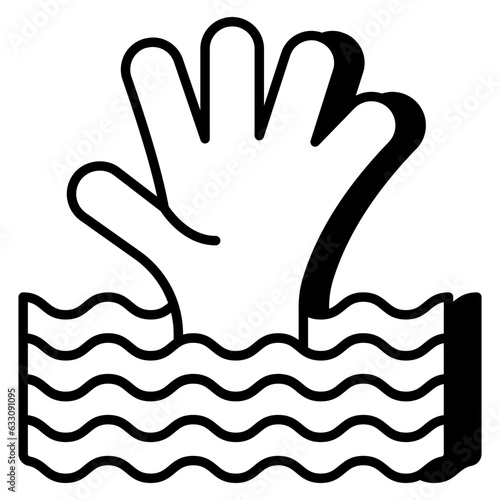 Modern design icon of drowning hand