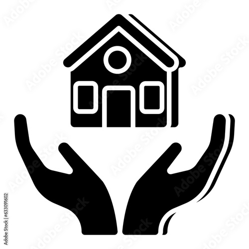 Conceptual flat design icon of home care