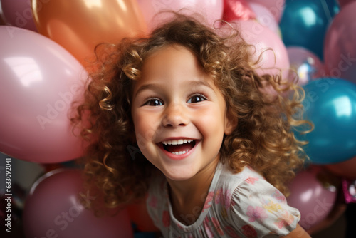 jeune enfant de 5-6 ans exprimant sa joie et sa surprise par un large sourire lors de ce grand moment de bonheur