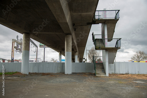 staircase under a bridge 