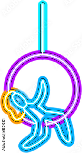 Aerial Gymnast Neon Sign. Vector Illustration of Entertainment Festival Glowing Symbol. SVG