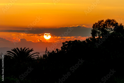 Sunset over tropical landscape