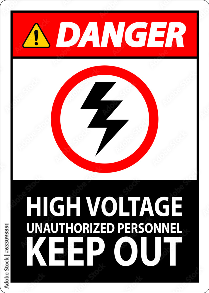 Fototapeta premium Danger Sign High Voltage Unauthorized Personnel Keep Out