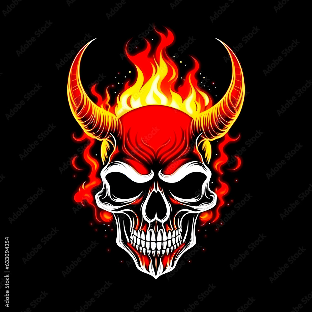 Burning in flame human demonic skull with horns with background
Burning in flame human demonic skull with horns with background