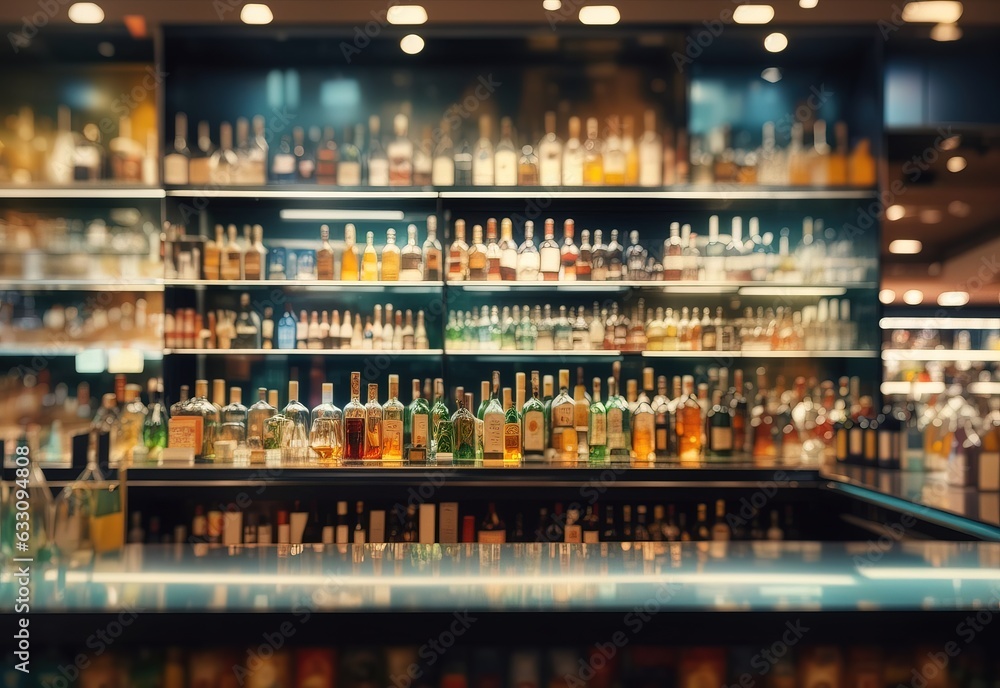 Abstract blur cocktail bar on liquor alcohol