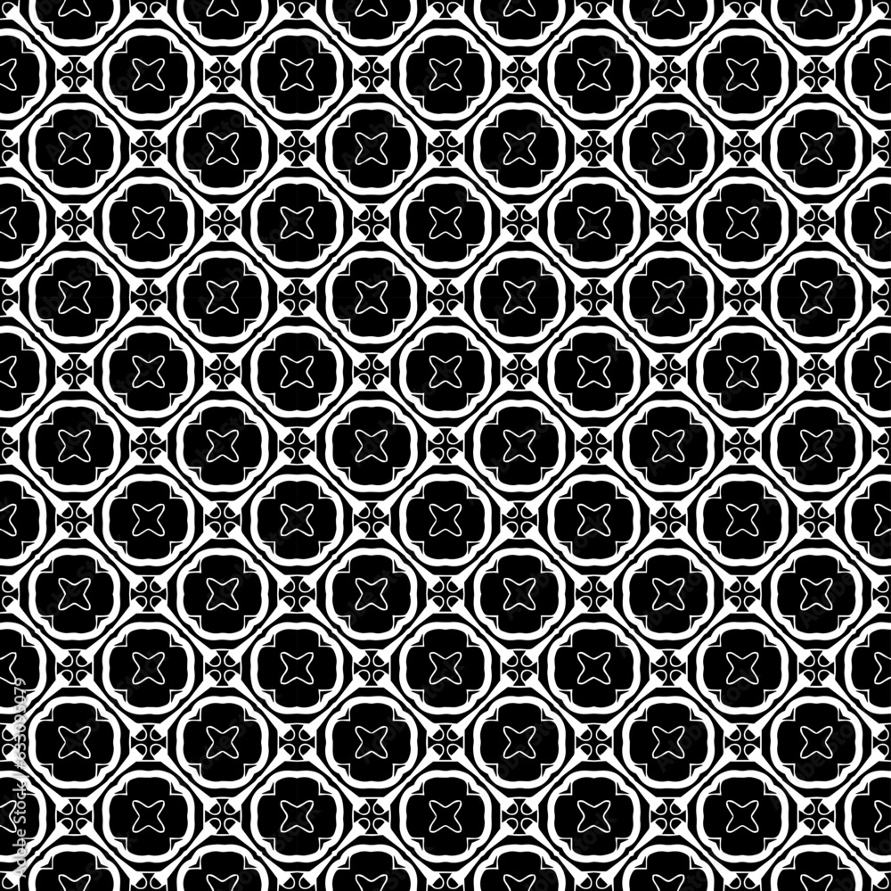 Black and white seamless pattern texture. Greyscale ornamental graphic design. Mosaic ornaments. Pattern template. Vector illustration. EPS10. Black and white seamless pattern texture. Greyscale ornamental graphic design. Mosaic ornaments. Pattern template. Vector illustration. EPS10.