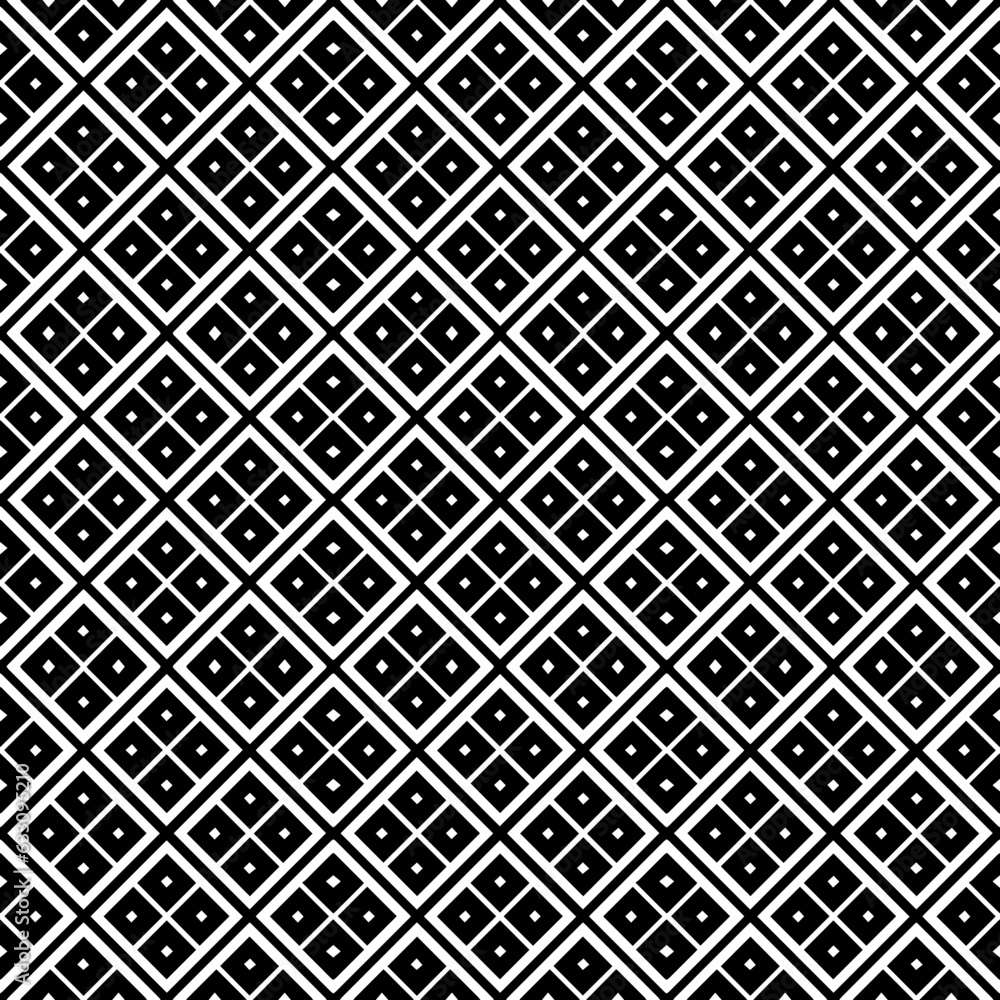 Black and white seamless pattern texture. Greyscale ornamental graphic design. Mosaic ornaments. Pattern template. Vector illustration. EPS10.