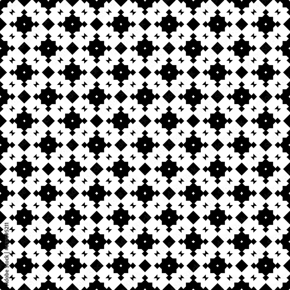 Black and white seamless pattern texture. Greyscale ornamental graphic design. Mosaic ornaments. Pattern template. Vector illustration. EPS10. Black and white seamless pattern texture. Greyscale ornamental graphic design. Mosaic ornaments. Pattern template. Vector illustration. EPS10.