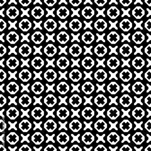 Black and white seamless pattern texture. Greyscale ornamental graphic design. Mosaic ornaments. Pattern template. Vector illustration. EPS10.