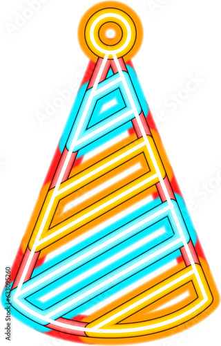 Birthday Cone Hat Neon Sign. Vector Illustration of Entertainment Festival Glowing Symbol. SVG