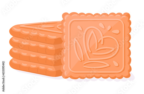 Shortbread cookies. Cartoon homemade tasty cookies, fresh crumbly and buttery cookies flat vector illustration