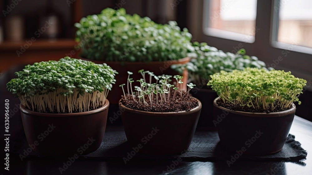 microgreens in pots - created using generative AI tools microgreens in pots - created using generative AI tools