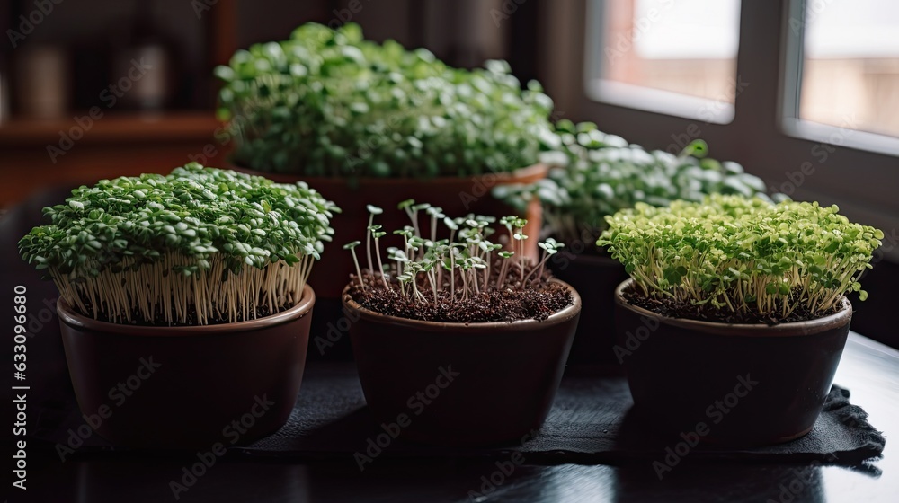 microgreens in pots - created using generative AI tools