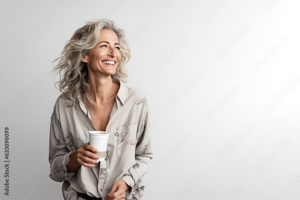 Smiling Adult Woman in White Shirt Smiling Adult Woman in White Shirt