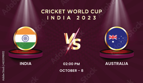 2023 cricket world cup with schedule team vs team strategy broadcast template design