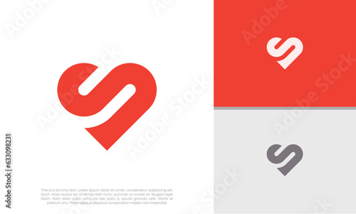 Initials S logo design. Initial Letter Logo. Heart Logo Design. Innovative high tech logo template.	