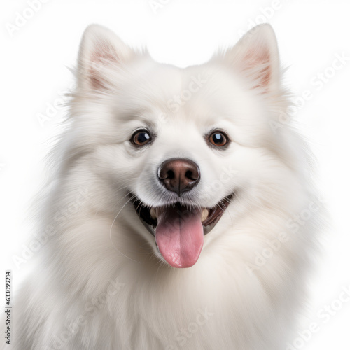 Smiling American Eskimo Dog with White Background - Isolated Image © bomoge.pl