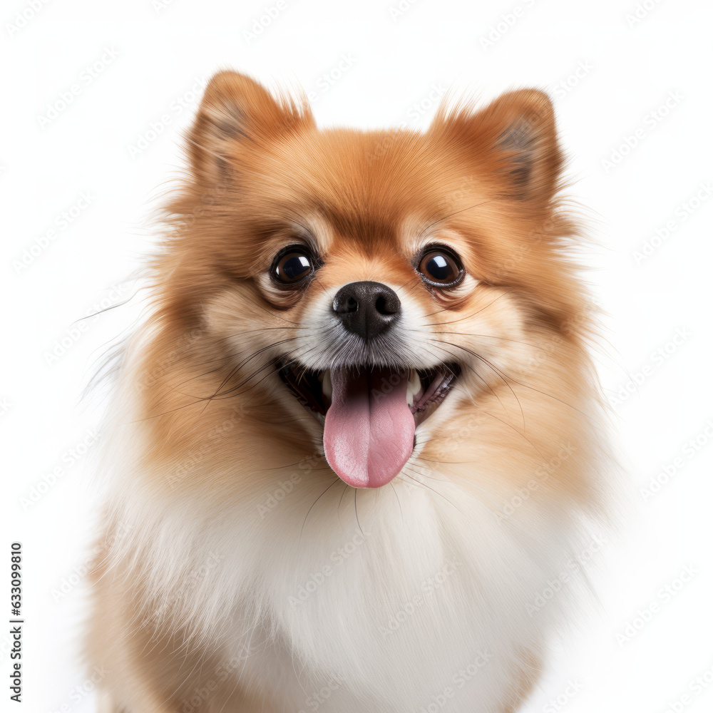 Smiling Pomeranian Dog with White Background - Isolated Image Smiling Pomeranian Dog with White Background - Isolated Image