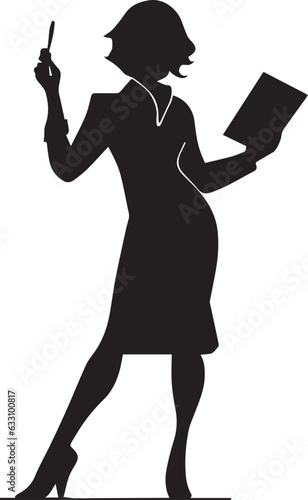 Female teacher vector silhouette illustration black color, woman teacher, teacher vector silhouette