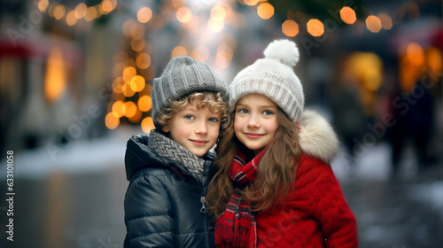 couple in the night romantic wallpaper together Christmas love child playing with snow 