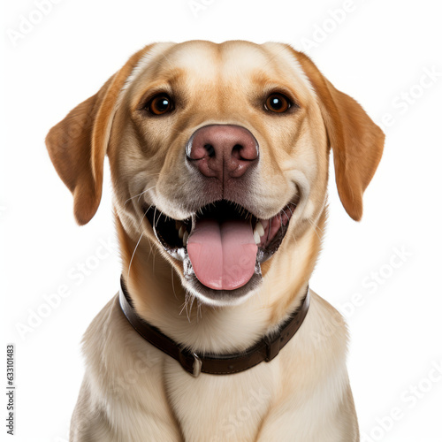 Smiling Labrador Retriever Dog with White Background - Isolated Image
