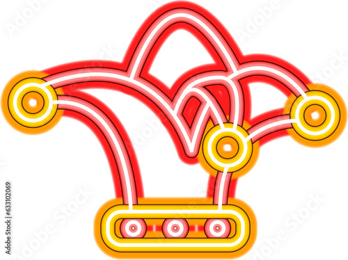 Harlequin Hat Neon Sign. Vector Illustration of Entertainment Festival Glowing Symbol. SVG