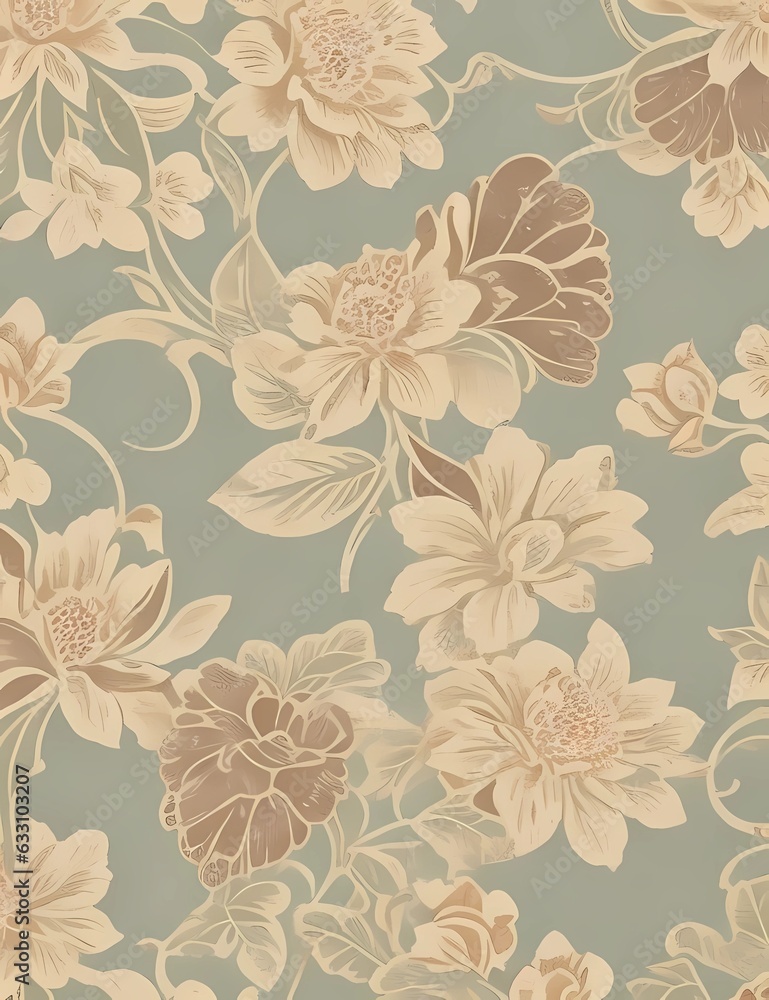 Timeless Elegance 18th Century Vintage Floral Wallpaper Pattern Infused with Linoleum Texture, Evoking Nostalgia and Sophistication in Decorative Wall Paint