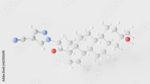 zuranolone molecule 3d, molecular structure, ball and stick model, structural chemical formula neurosteroid