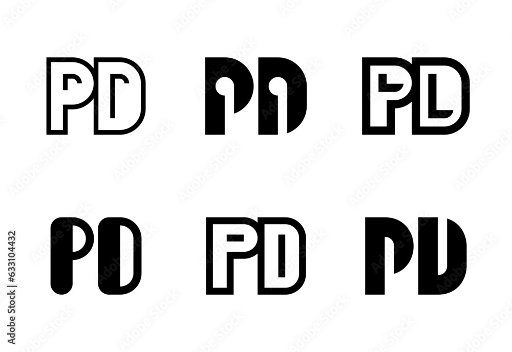 Set of letter PD logos. Abstract logos collection with letters. Geometrical abstract logos Set of letter PD logos. Abstract logos collection with letters. Geometrical abstract logos