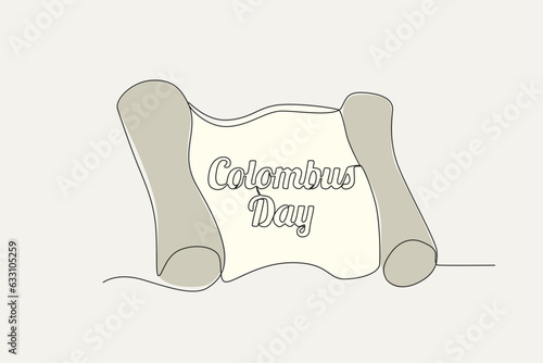 Color illustration of a Columbus Day concept. Colombus day one-line drawing