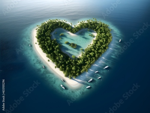 Paradies der Liebe: Insel in Herzform