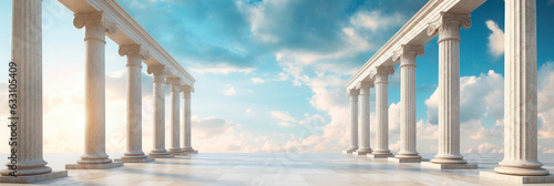 Stampa su tela Classical Greek style colonnade against blue sky