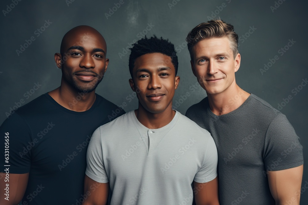 Obraz premium men with different skin tones standing together in a studio