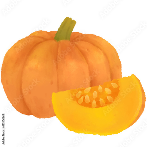 pumpkin with pumpkin slice. photo