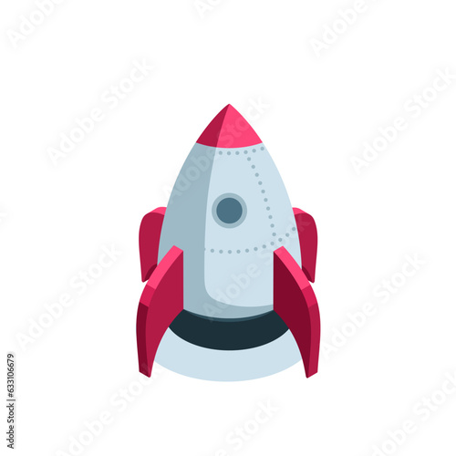 isometric rocket in color on a white background, business startup or spacecraft