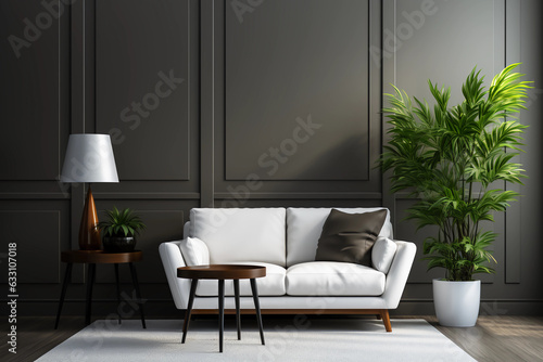 Interiors of a classic and minimalistic room. Generative AI