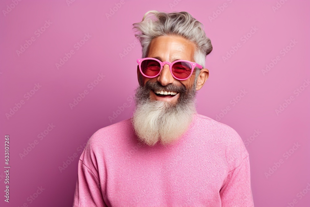 bearded senior hipster in pink dress bearded senior hipster in pink dress