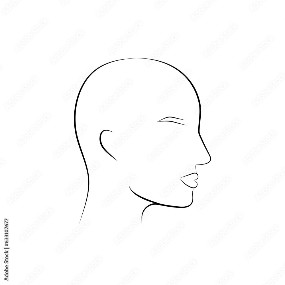 Head line silhouette. Profile contour. Humans head icon. Head guidelines for barbershop, haircut salon. Vector illustration