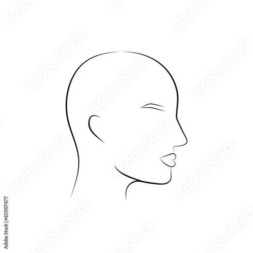 Head line silhouette. Profile contour. Humans head icon. Head guidelines for barbershop, haircut salon. Vector illustration