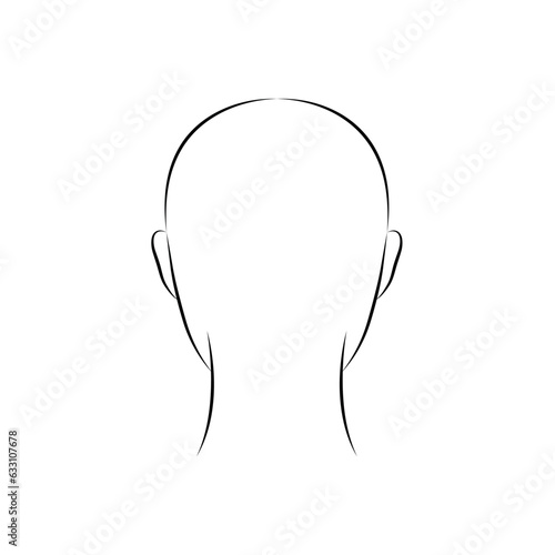 Back view silhouette of a woman or man head.Head guidelines for barbershop, haircut salon, cosmetology salon, clinic. Vector illustration