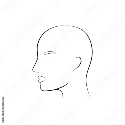 Head line silhouette. Profile contour. Humans head icon. Head guidelines for barbershop, haircut salon. Vector illustration