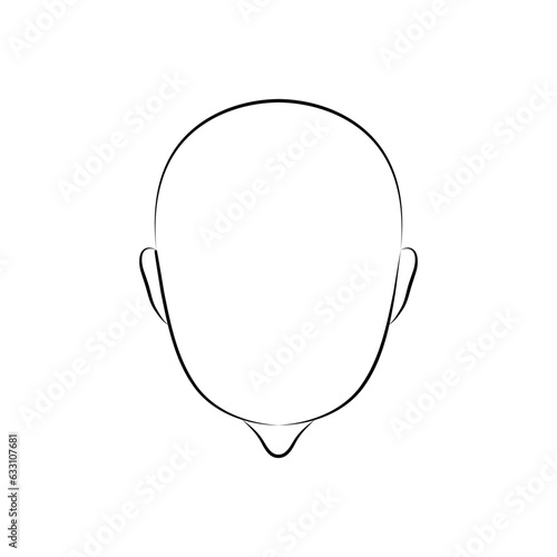 Head plan view icon. Head guidelines for barbershop, haircut salon, cosmetology salon, clinic. Vector illustration