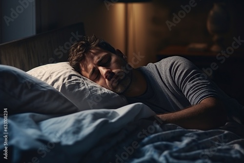 person with a headache and trouble sleeping at home