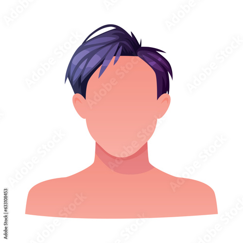 Man Hairstyle with Dyed Hair Type with Head and Neck Portrait Vector Illustration
