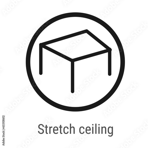Suspended, stretch ceiling icon. Finishing apartment, home icons. Line vector sign for renovation, building theme isolated on white for construction, building poster, scheme, advertising flyers.