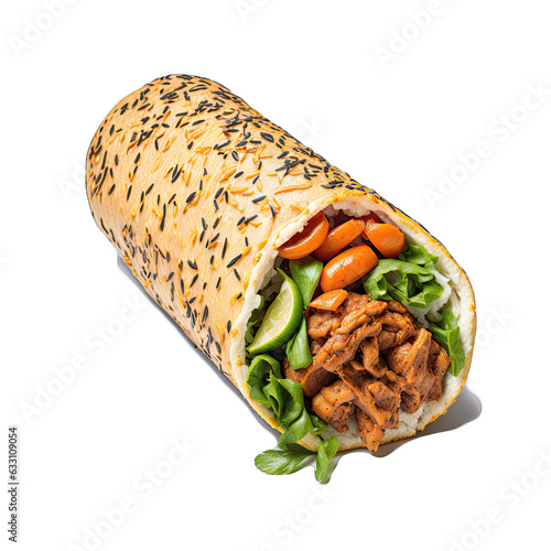 shwaarma sandwich isolated on white background, png high quality