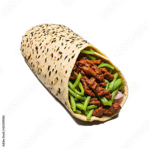 shwaarma sandwich isolated on white background, png high quality