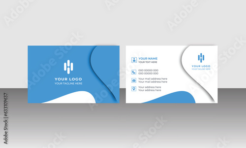 Black and blue modern creative business card and simple clean template vector design