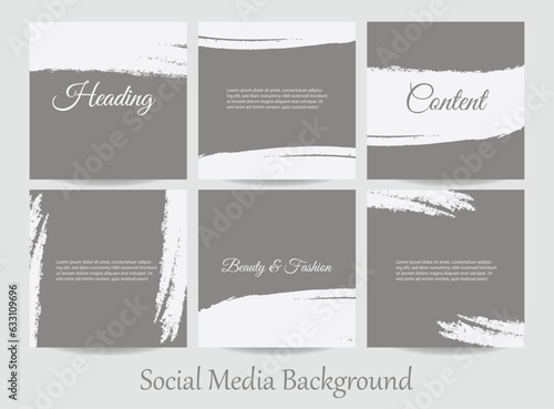 Minimal abstract social media story post feed template. Ripped torn paper texture background layout mockup in gray nude color for beauty, jewelry, restaurant, cosmetics, fashion content