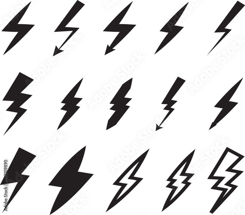 Electric power symbol Icons Set